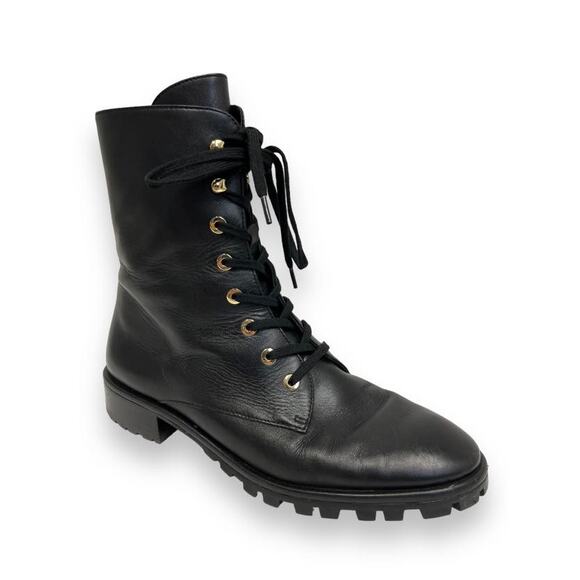 STUART WEITZMAN Black Leather Lace-Up Laine Combat Boots Booties 37 US 7 - Picture 5 of 8